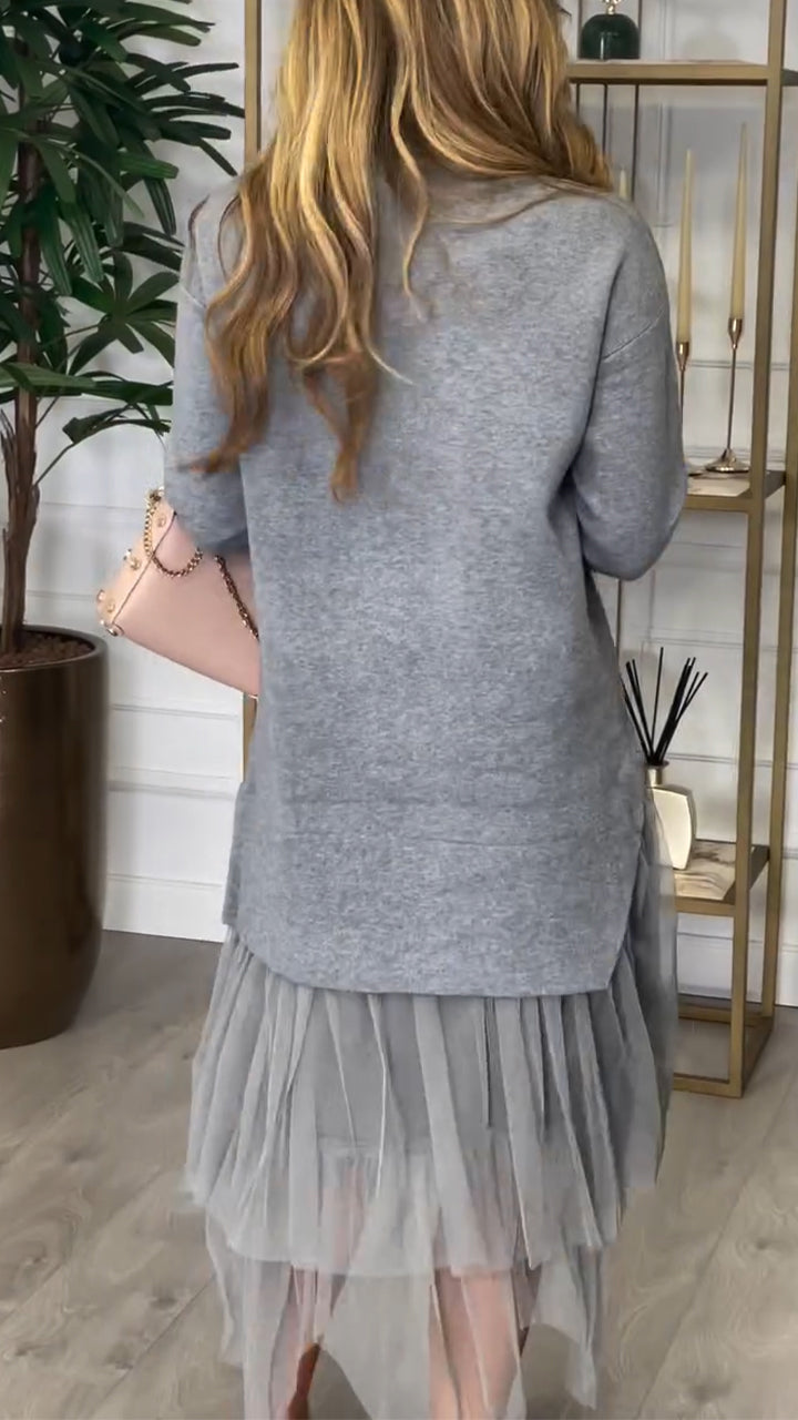 Women Round Neck Spliced mesh Casual Dress