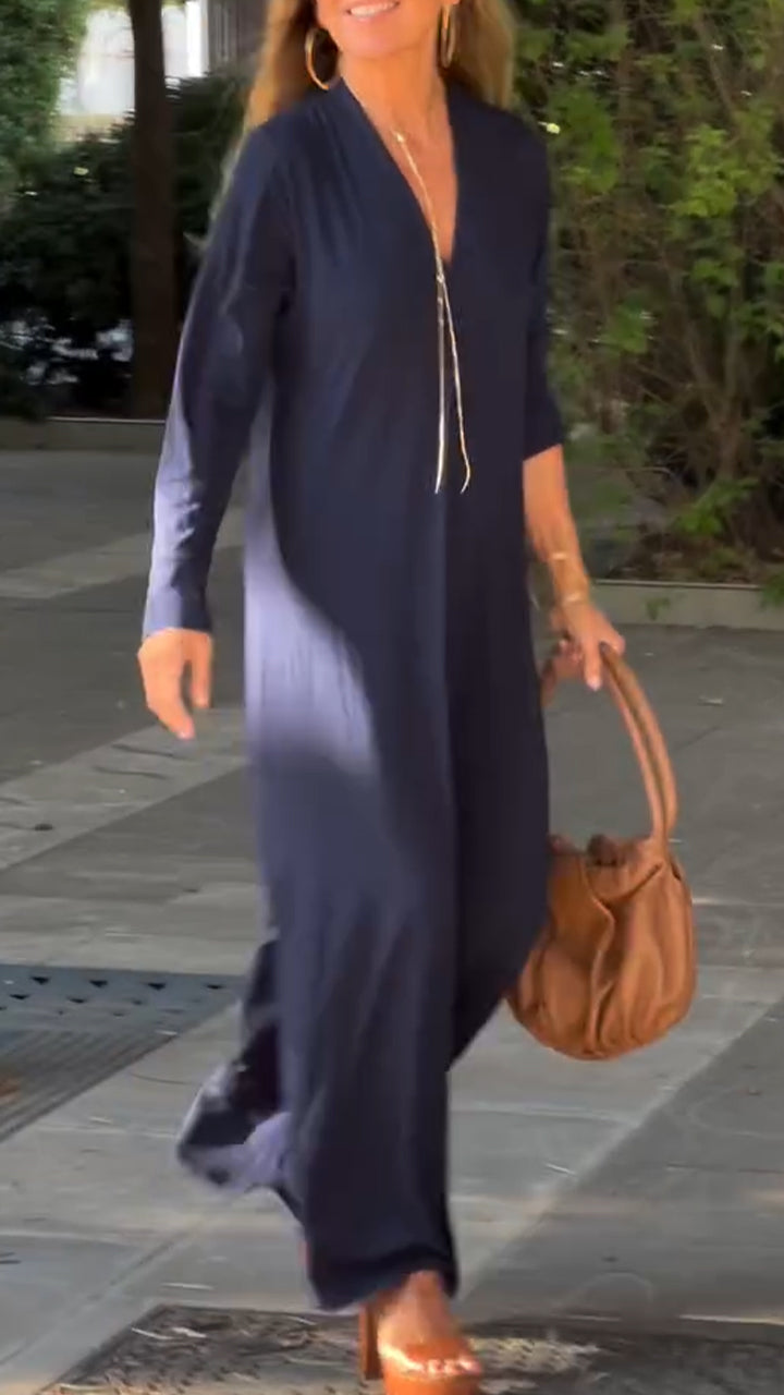 Women V-neck Loose Casual Dress