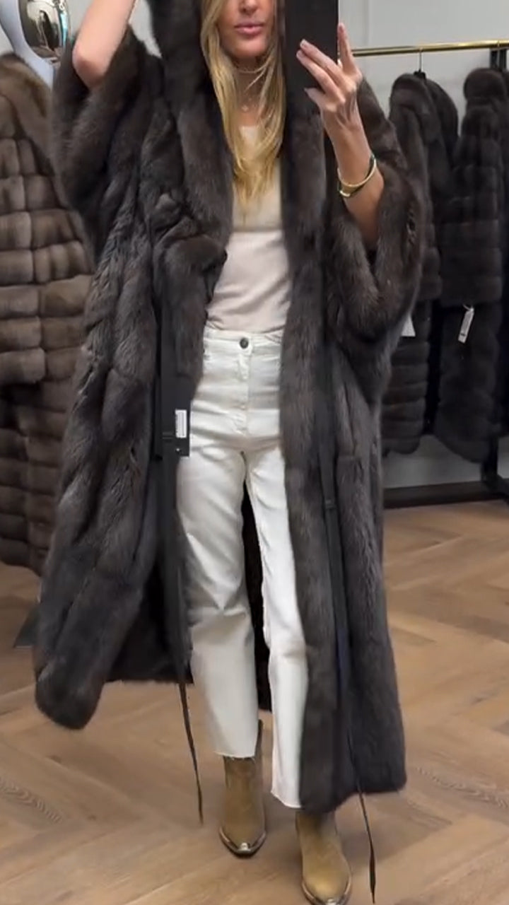 Women Hooded Solid Color Temperament Casual Plush Coat