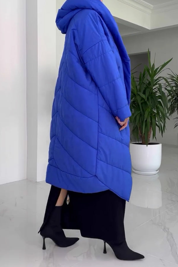 Women Casual Warm Irregular Crossover Hooded Long Coat