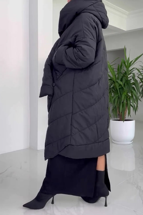 Women Casual Warm Irregular Crossover Hooded Long Coat