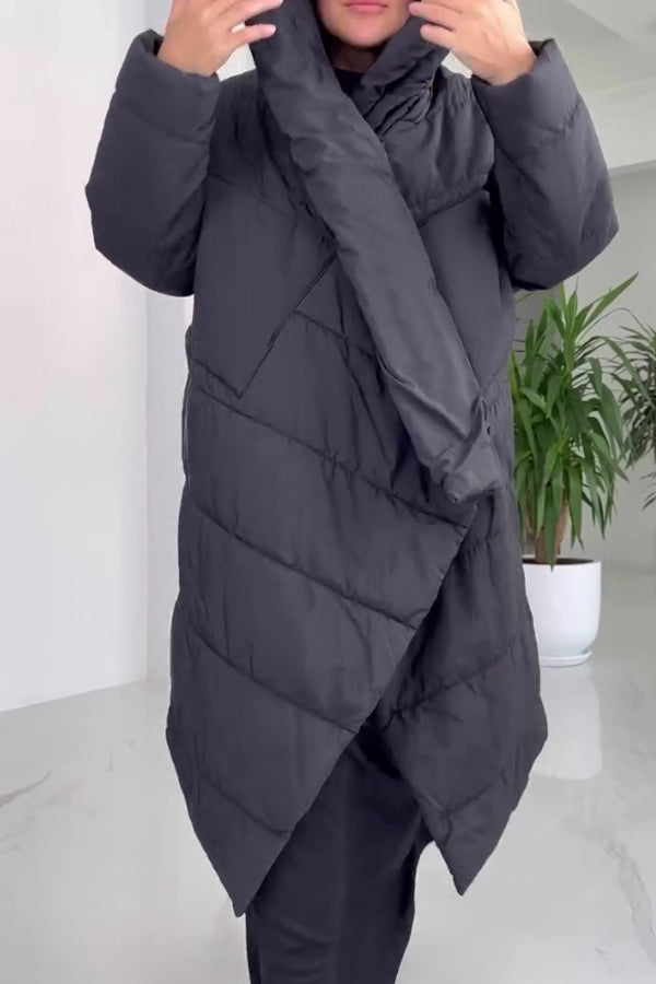 Women Casual Warm Irregular Crossover Hooded Long Coat