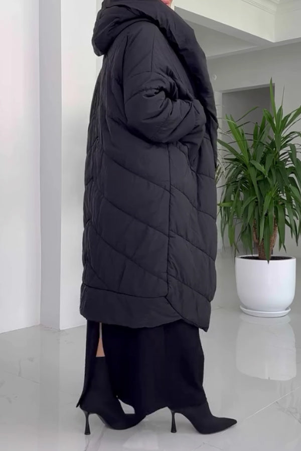 Women Casual Warm Irregular Crossover Hooded Long Coat