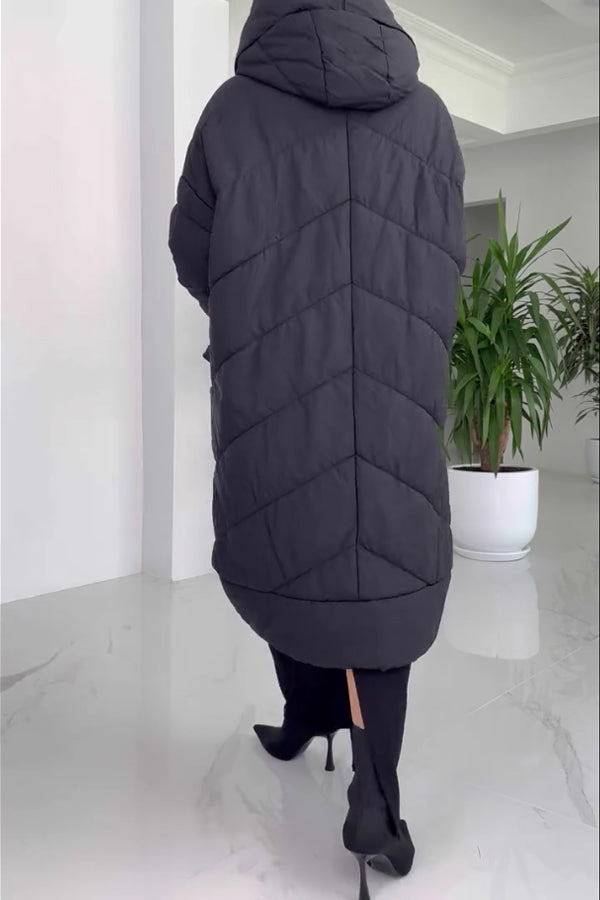Women Casual Warm Irregular Crossover Hooded Long Coat