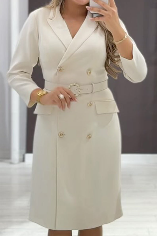 Women Elegant Classic Double-Breasted Coat