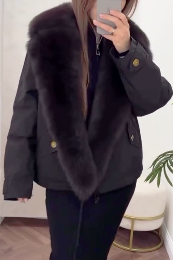 Women Casual Workwear Warm Fur Collar Oversized Jacket