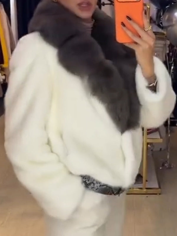 Women Fur Collar Casual Plush Coat
