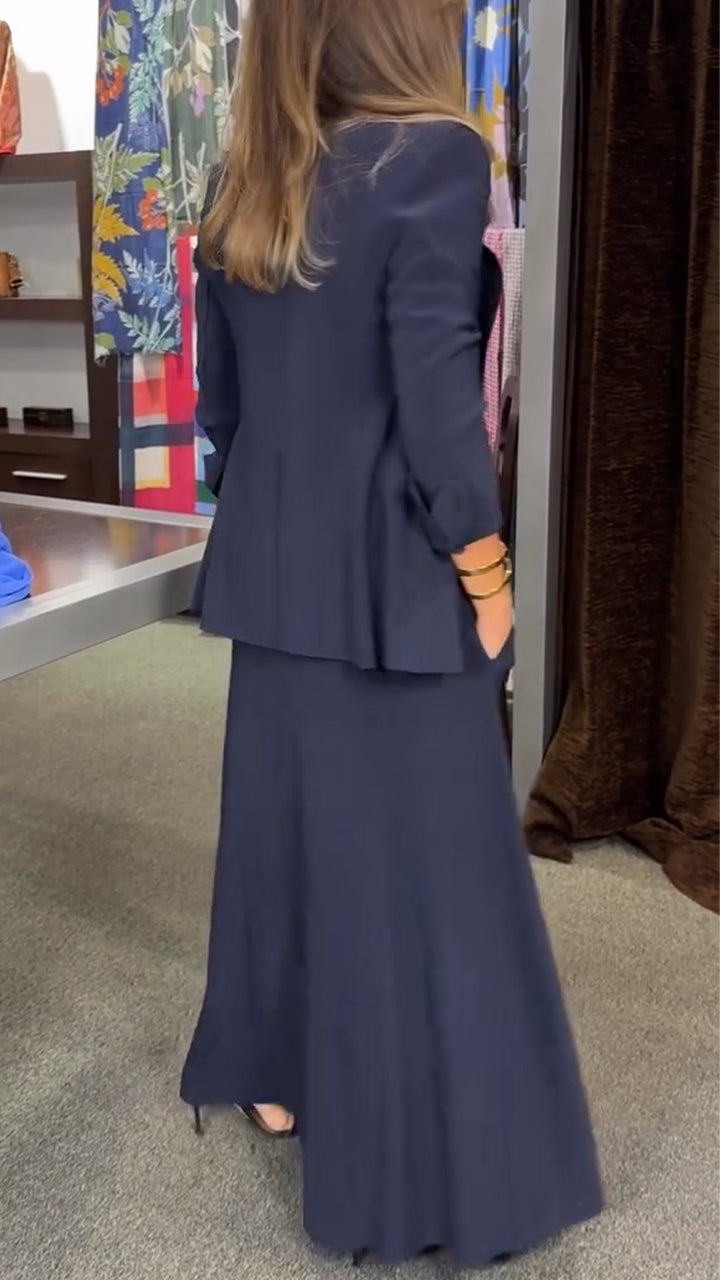 Women Inner Dress + Jacket Solid Color Temperament Casual Suit