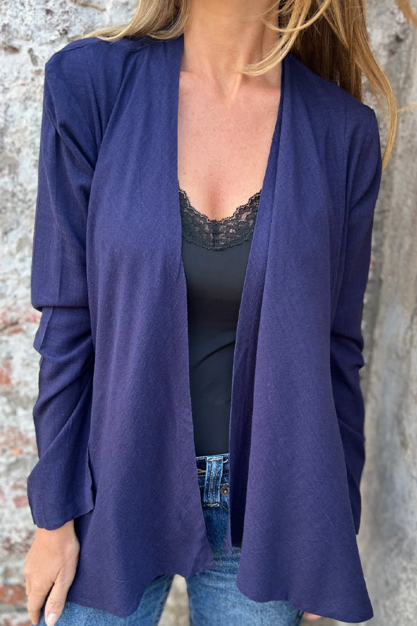 Women Autumn Simple Asymmetrical Hem Cardigan