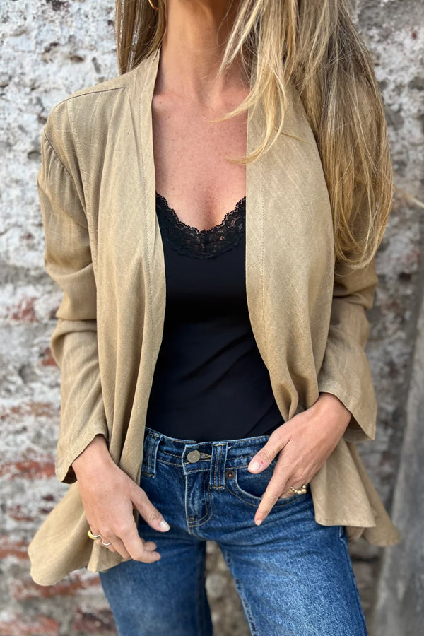 Women Autumn Simple Asymmetrical Hem Cardigan