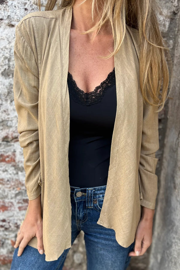 Women Autumn Simple Asymmetrical Hem Cardigan