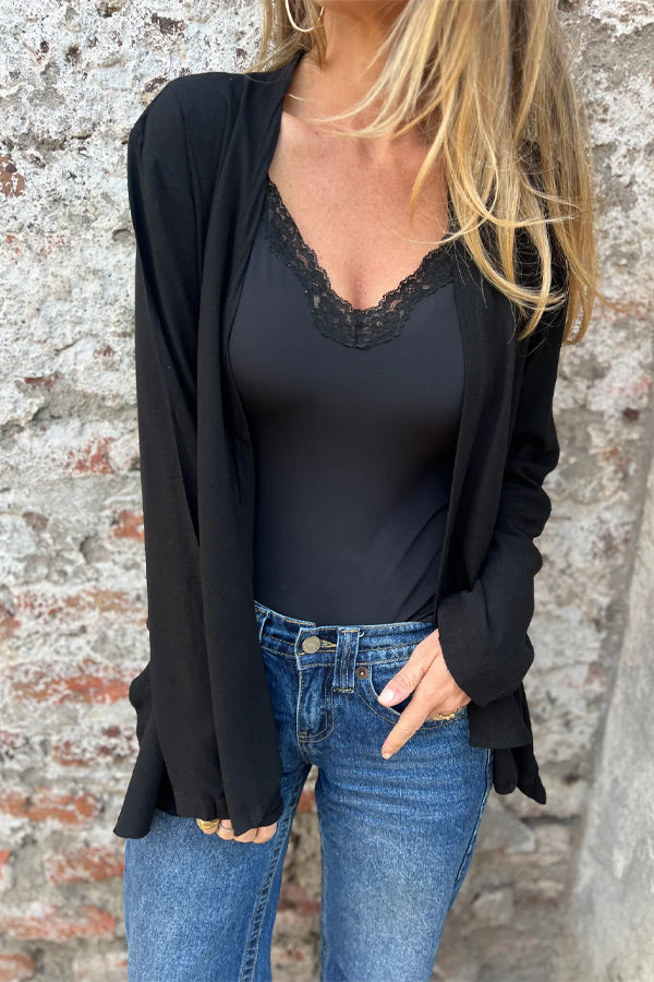 Women Autumn Simple Asymmetrical Hem Cardigan