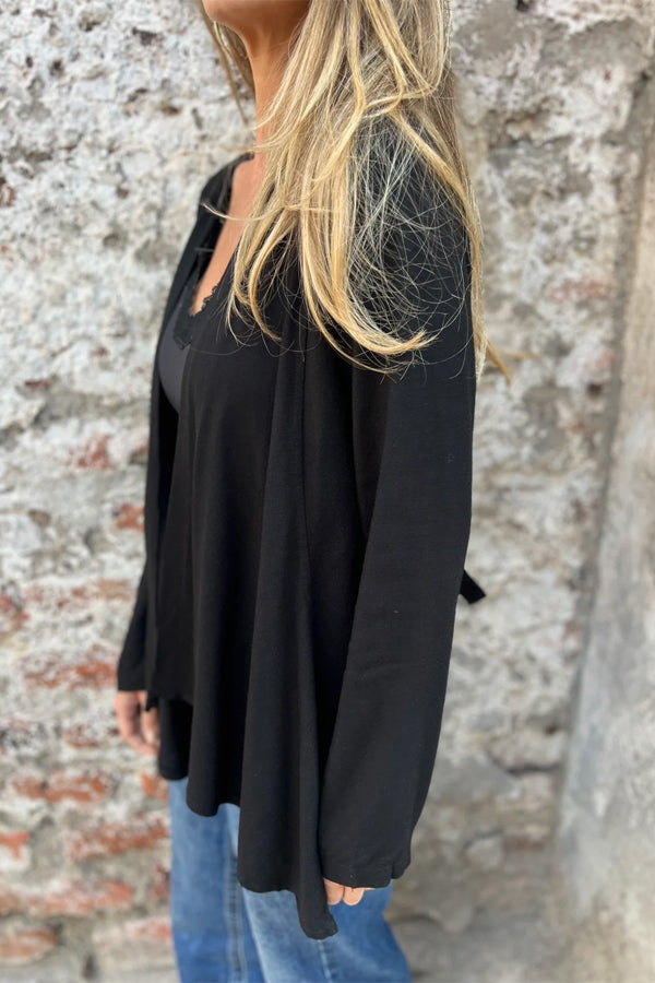 Women Autumn Simple Asymmetrical Hem Cardigan