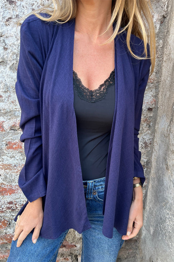 Women Autumn Simple Asymmetrical Hem Cardigan