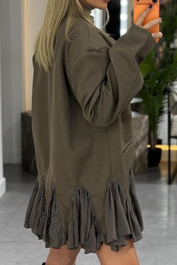 WomenElegant Office V-Neck Spliced Hem Blazer