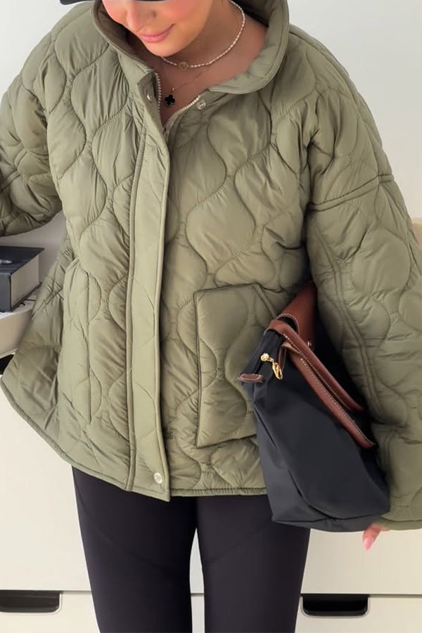 Women Casual Half-Mount Collar Large Pocket Warm Jacket