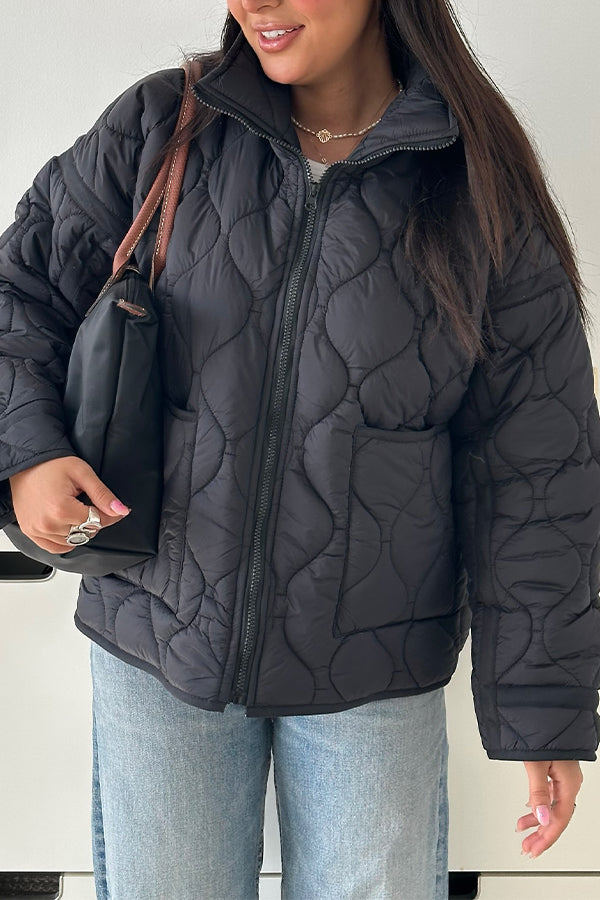 Women Casual Half-Mount Collar Large Pocket Warm Jacket