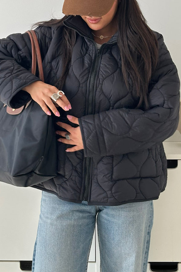 Women Casual Half-Mount Collar Large Pocket Warm Jacket