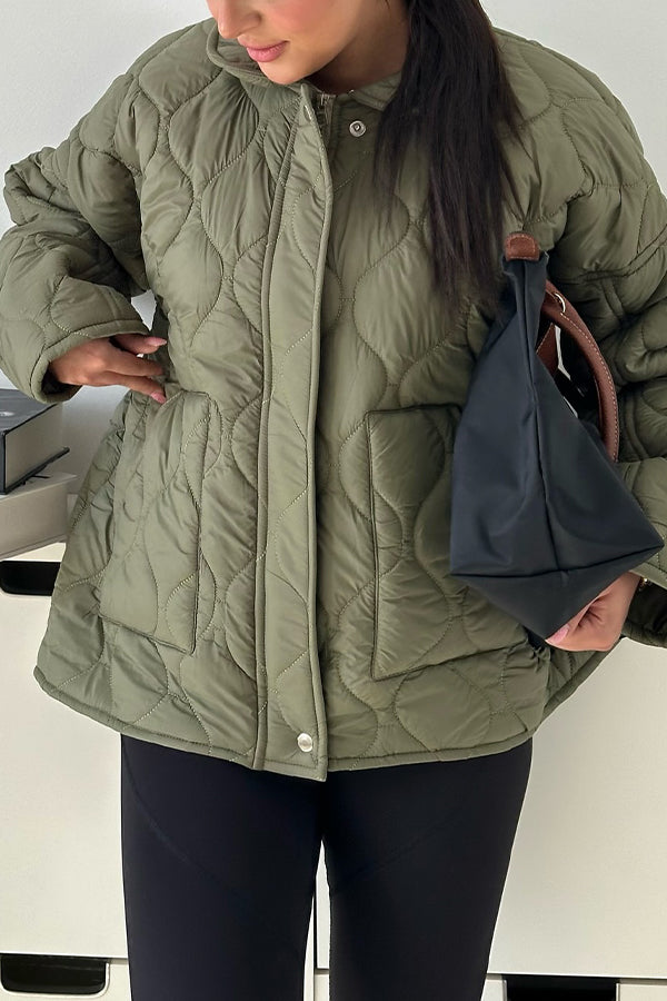 Women Casual Half-Mount Collar Large Pocket Warm Jacket
