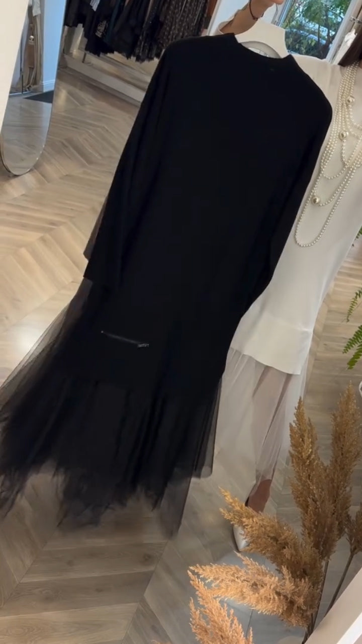 Women Round Neck Zippered Patchwork Mesh Casual Dress