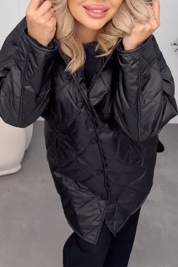 Women Casual Hooded Button-Up Warm Waterproof Jacket