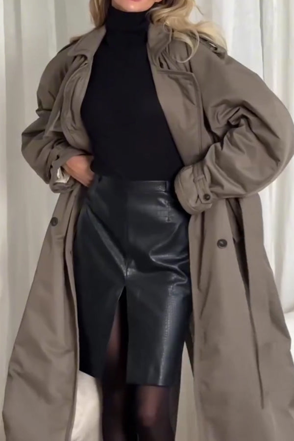 Women Casual Oversized Lace-up Windproof Coat