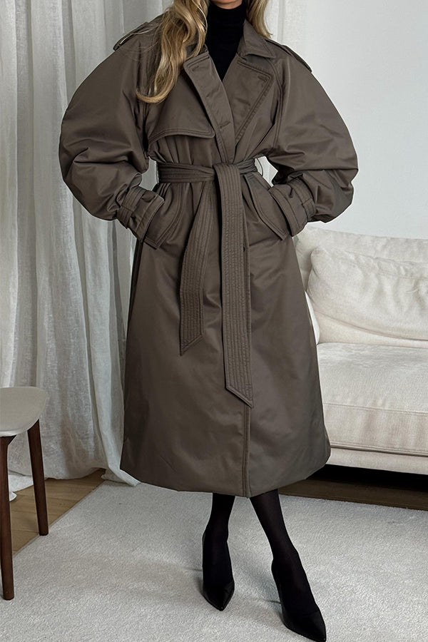 Women Casual Oversized Lace-up Windproof Coat