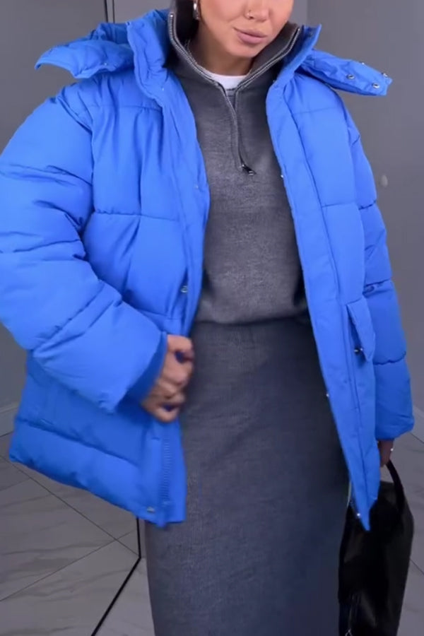 Women Simple Metal Zipper Turtleneck Sweater + Long Skirt Suit