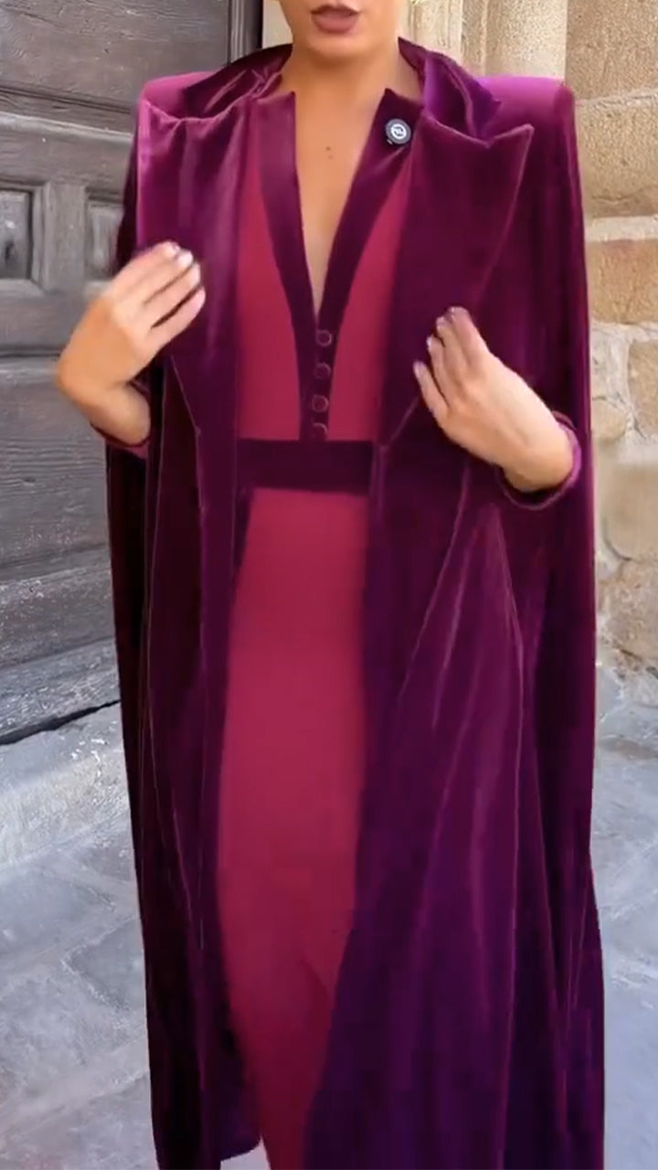 Women Lapel Solid Color Elegant Temperament Casual Velvet Coat