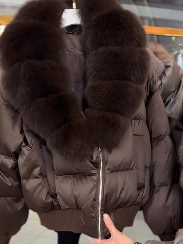 Women Fur Collar Casual Cotton Jacket