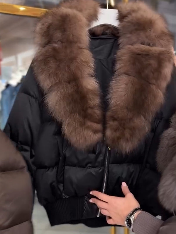 Women Fur Collar Casual Cotton Jacket