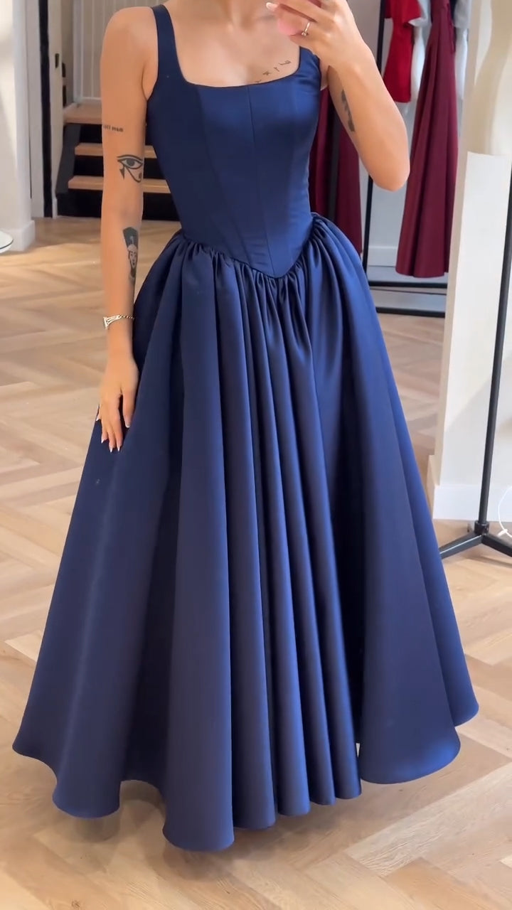 Ladies Suspender Patchwork Solid Color Elegant Temperament Dinner Party Dress