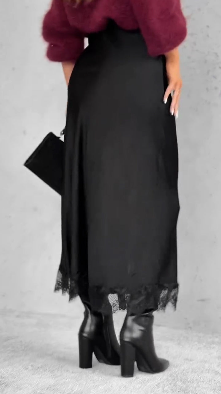 Women Patchwork Printed Slit Casual Skirt