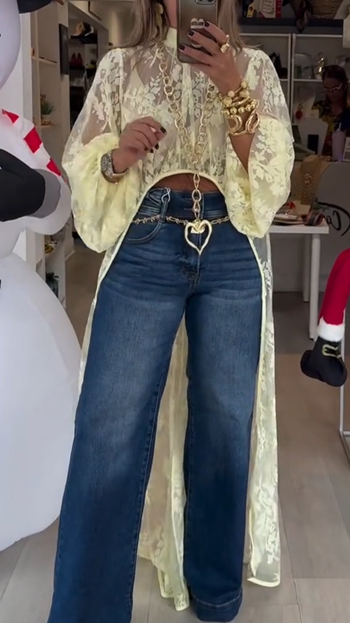 Women Round Neck Printed Casual Long Top