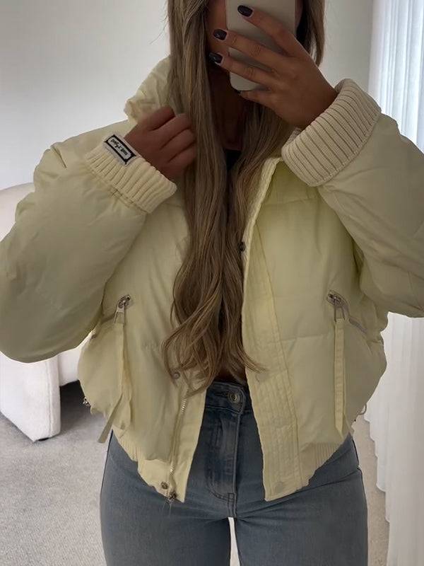 Women Collar Patchwork Casual Cotton Jacket