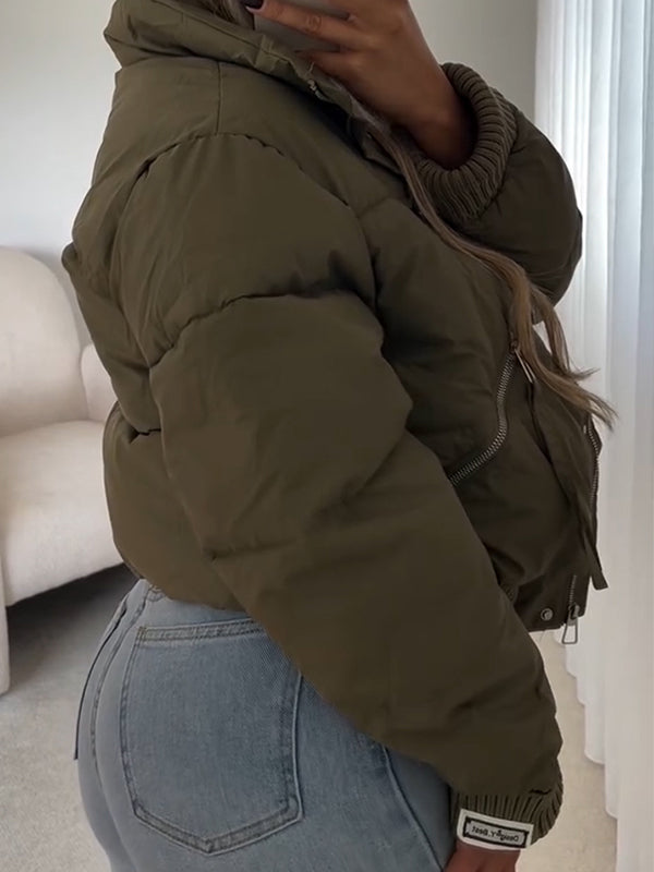 Women Collar Patchwork Casual Cotton Jacket