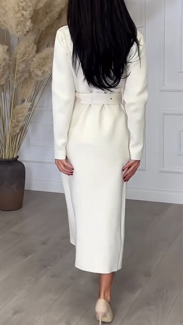 Women Lapel Double Breasted Casual Windbreaker with Temperament