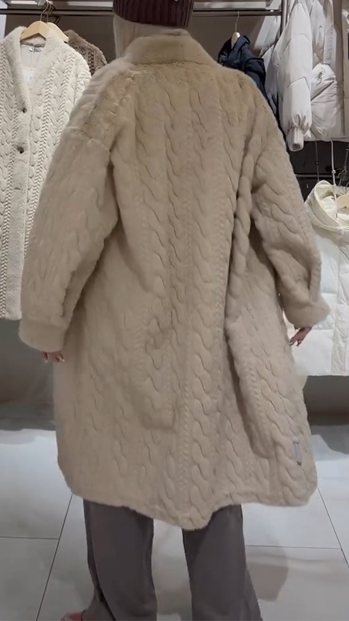 Women Weave Casual Plush Coat