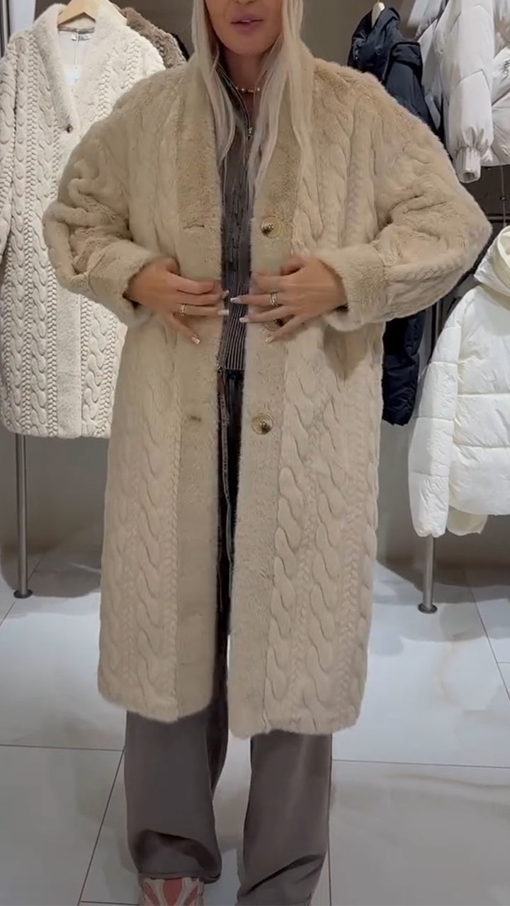 Women Weave Casual Plush Coat