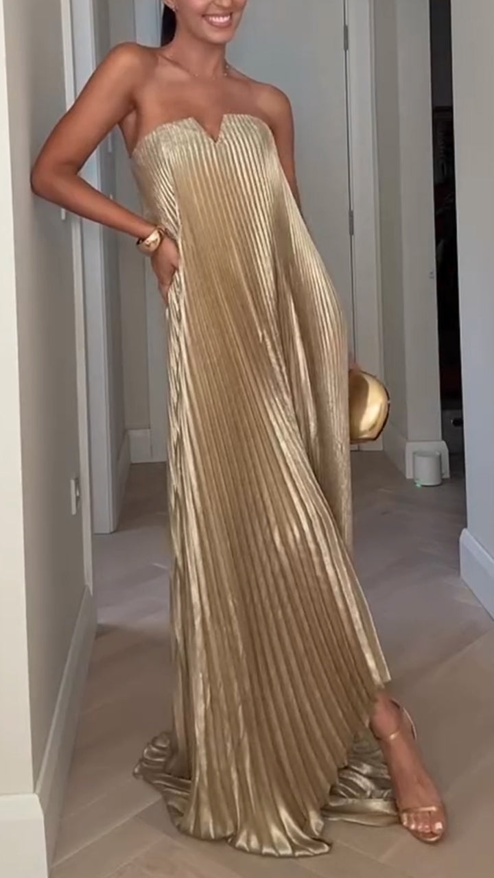 Women Strapless and Floor Mopping Elegant Temperament Dinner Party Dress