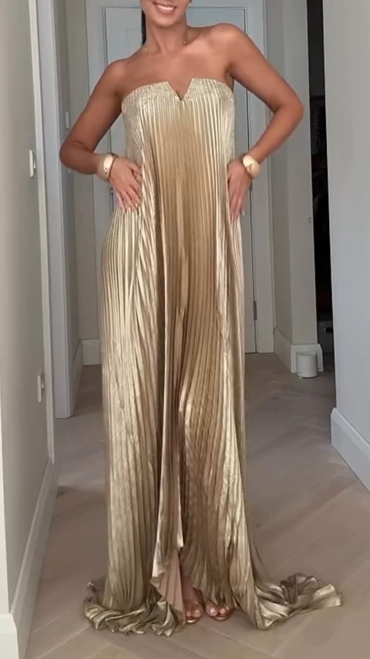 Women Strapless and Floor Mopping Elegant Temperament Dinner Party Dress