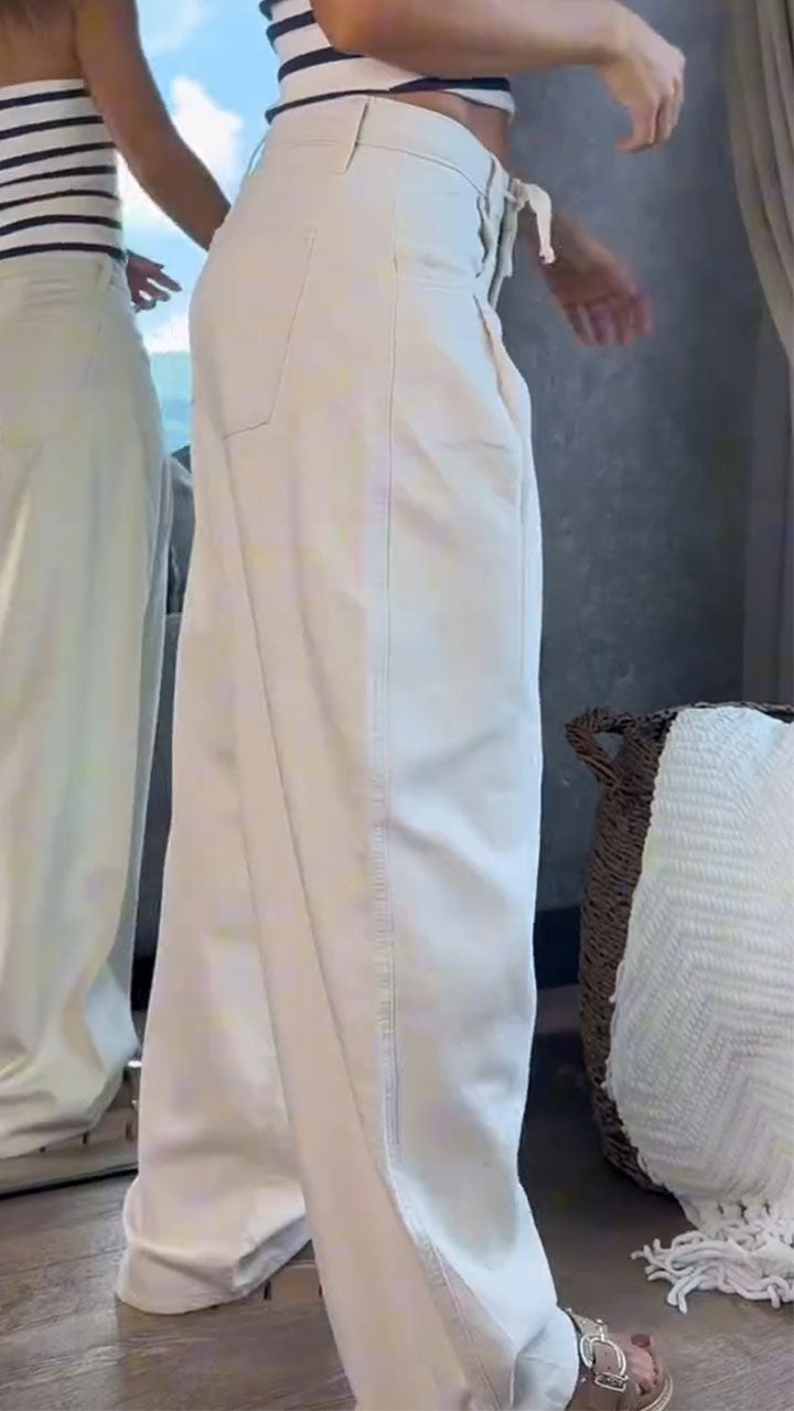 Women Solid Color Loose Casual Pants