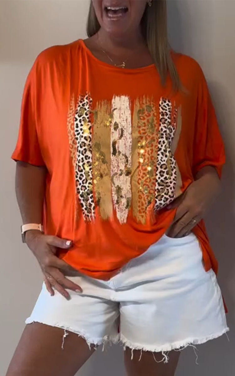 Women Round Neck Printed Casual Top