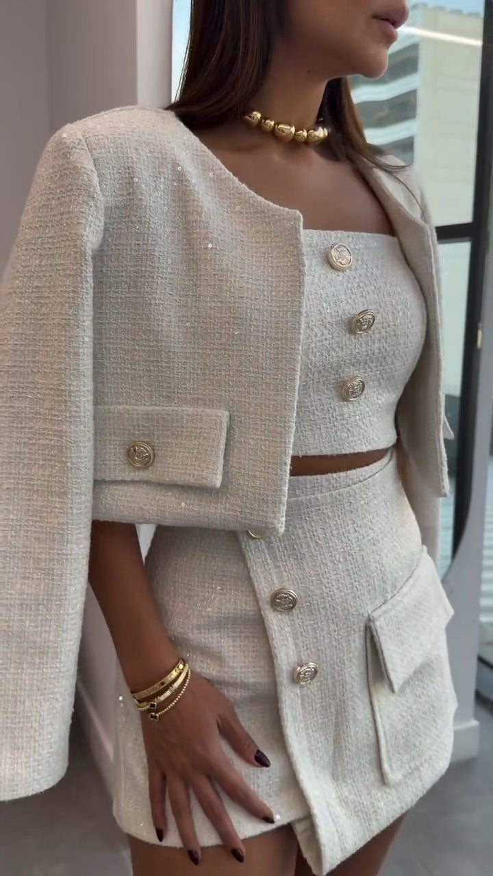 Women Buckle Temperament Casual Three Piece Set