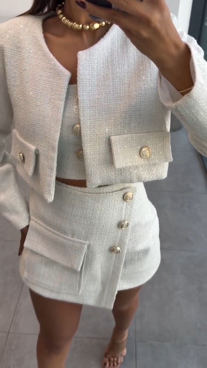 Women Buckle Temperament Casual Three Piece Set