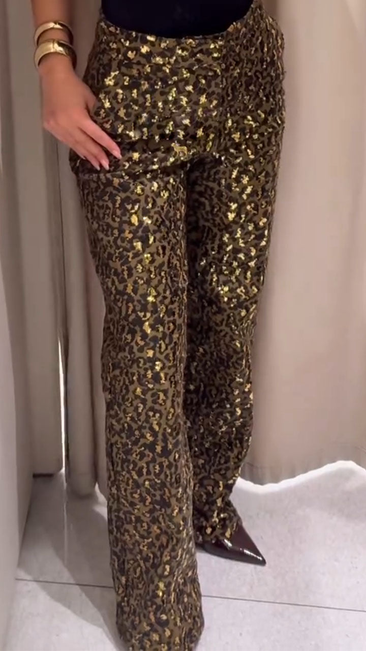 Women Shiny Temperament Casual Pants