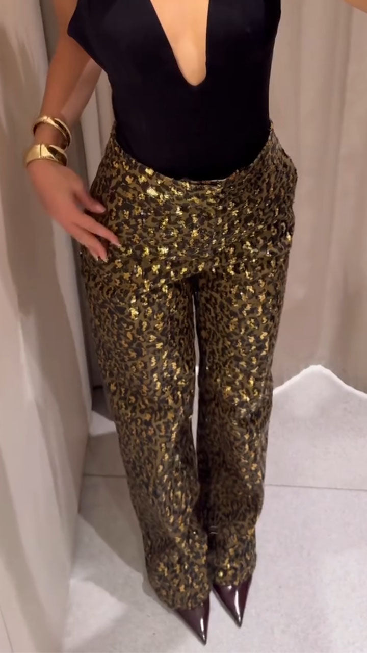 Women Shiny Temperament Casual Pants