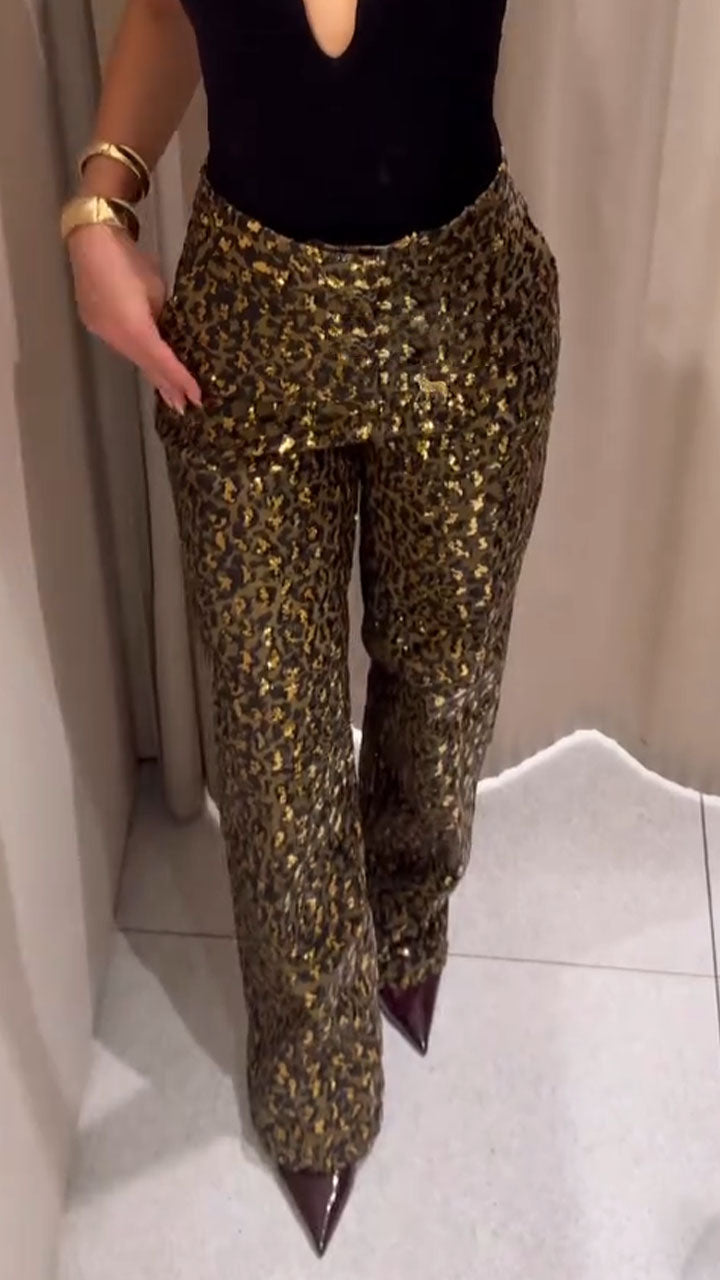 Women Shiny Temperament Casual Pants