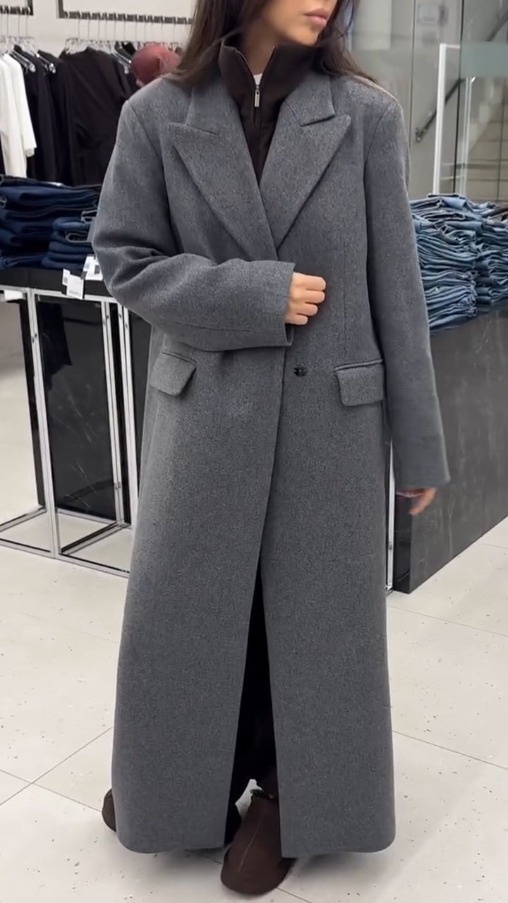 Women Lapel Solid Color Temperament Casual Coat