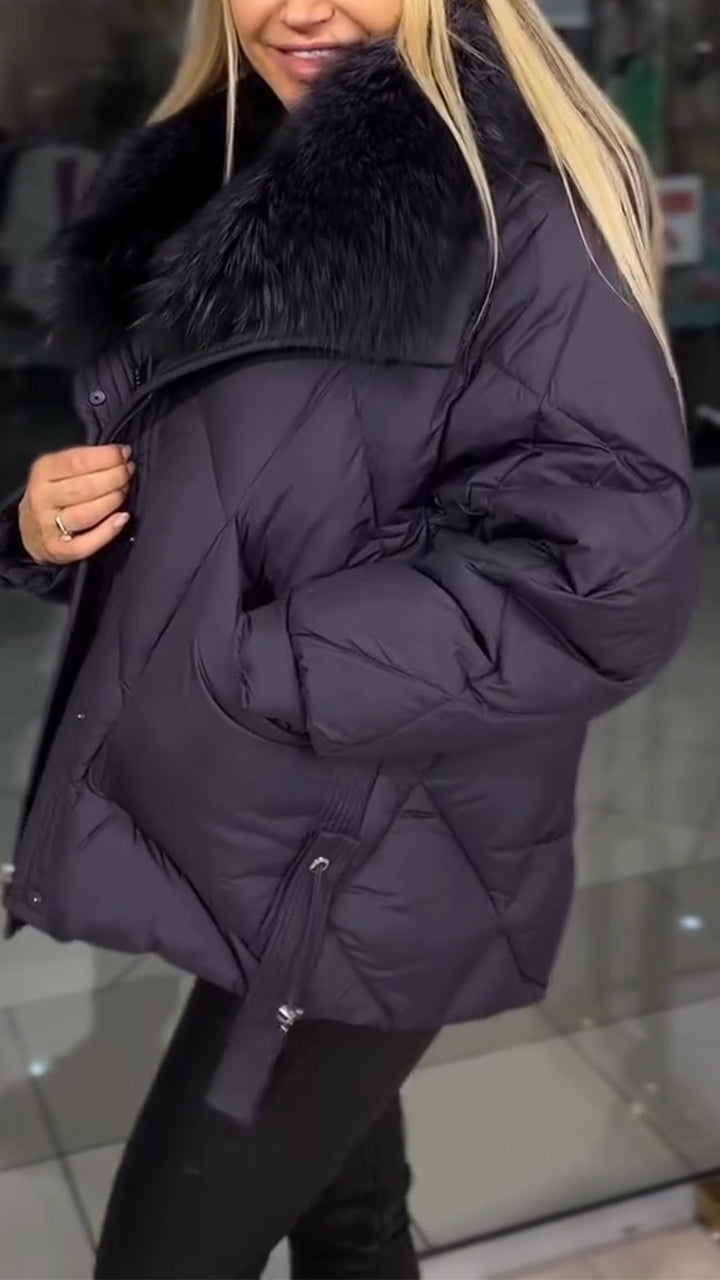 Women Laple Collar Plush Casual Cotton Coat